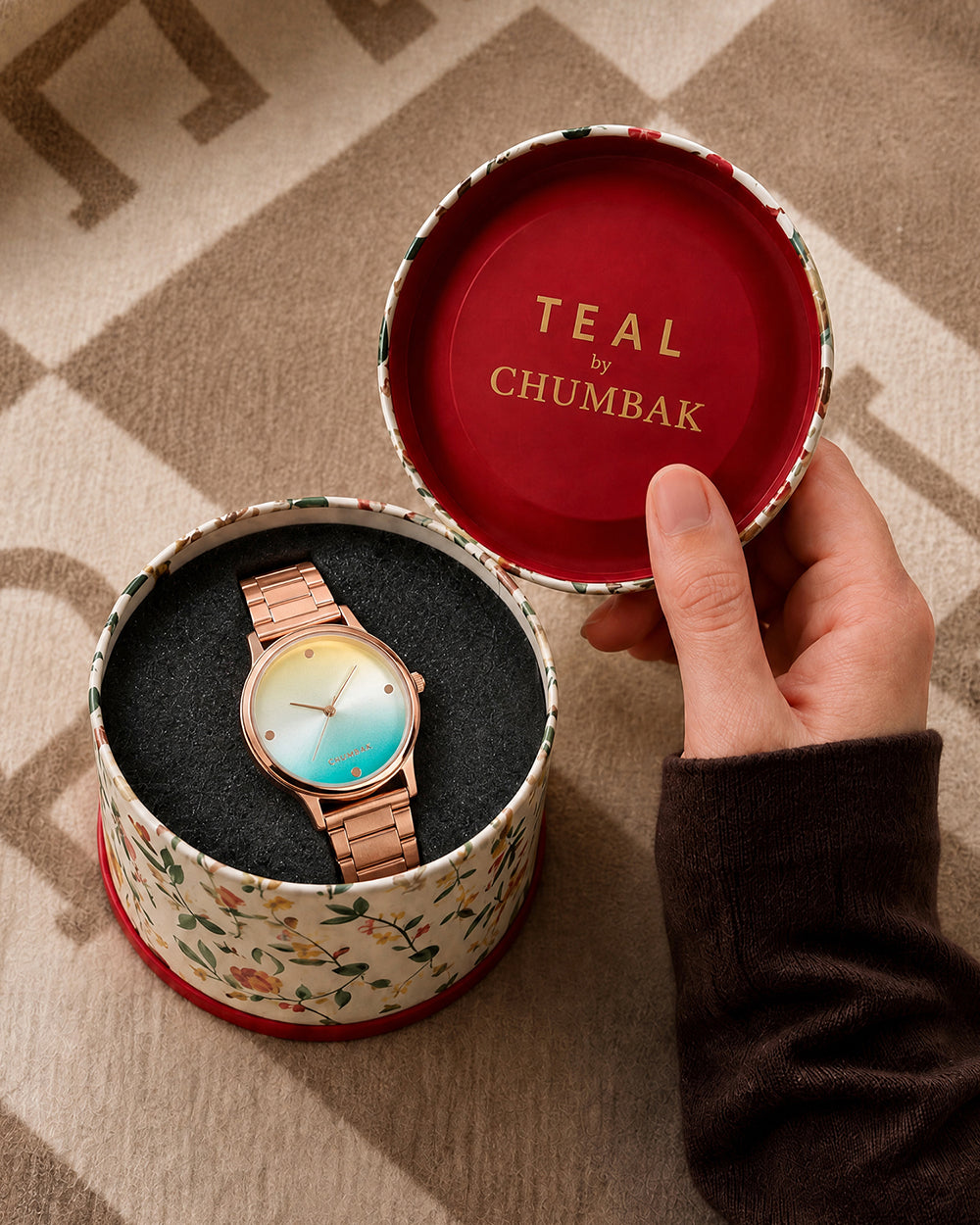 Teal By Chumbak | Ombre Green Watch - Metal Link Strap