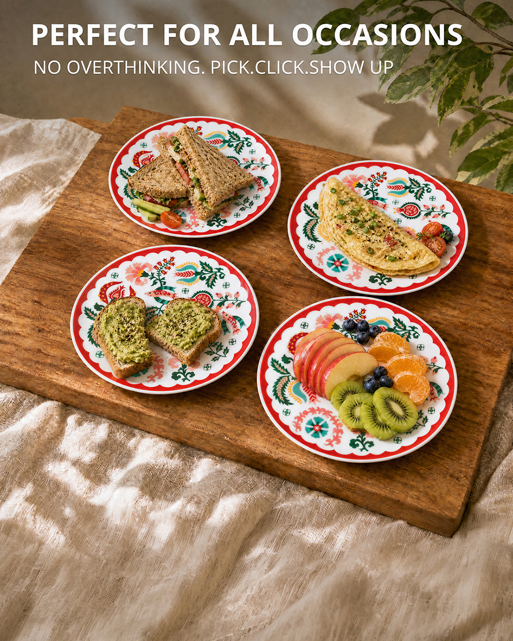 Suzani Blossom Snack Plates Gift Set of 4