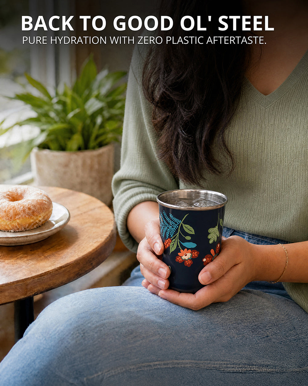 Bloom Steel Tumbler - 250 ml, Handpainted| Forest Folklore