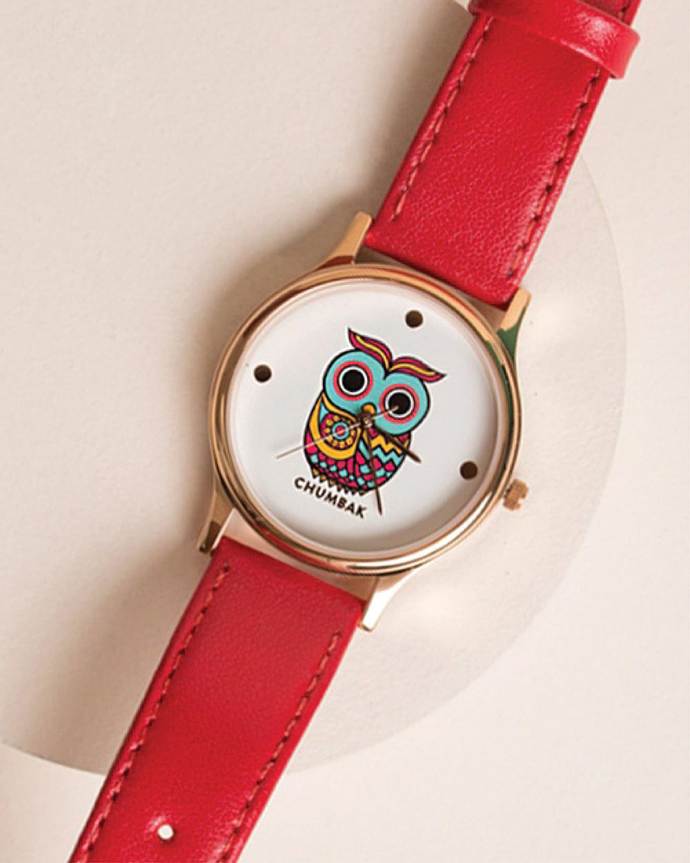 TEAL by Chumbak Classic Owl Red Wrist Watch - Main Image