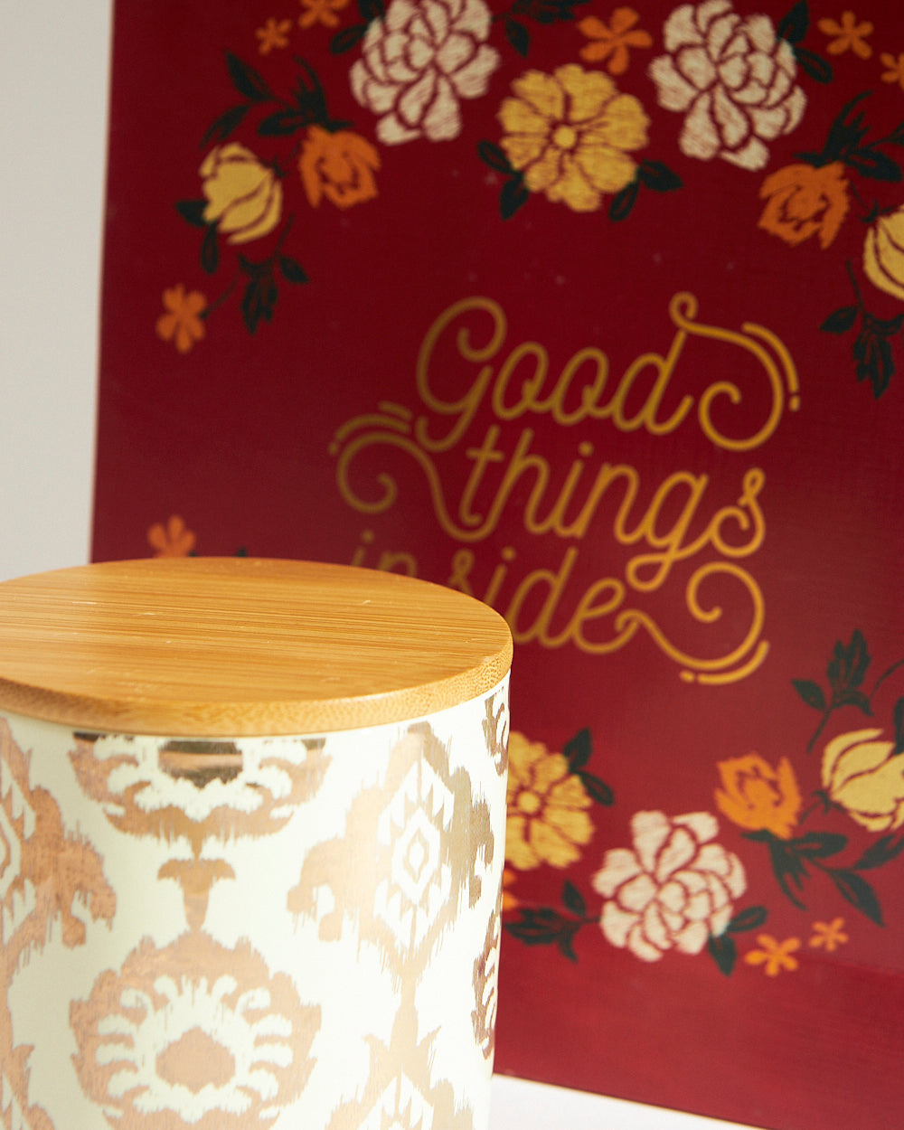 Ikat Festive Snack Jar + Ferrero Rocher Set | Ivory