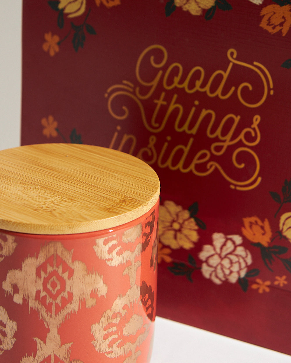 Ikat Festive Snack Jar + Ferrero Rocher Set| Red