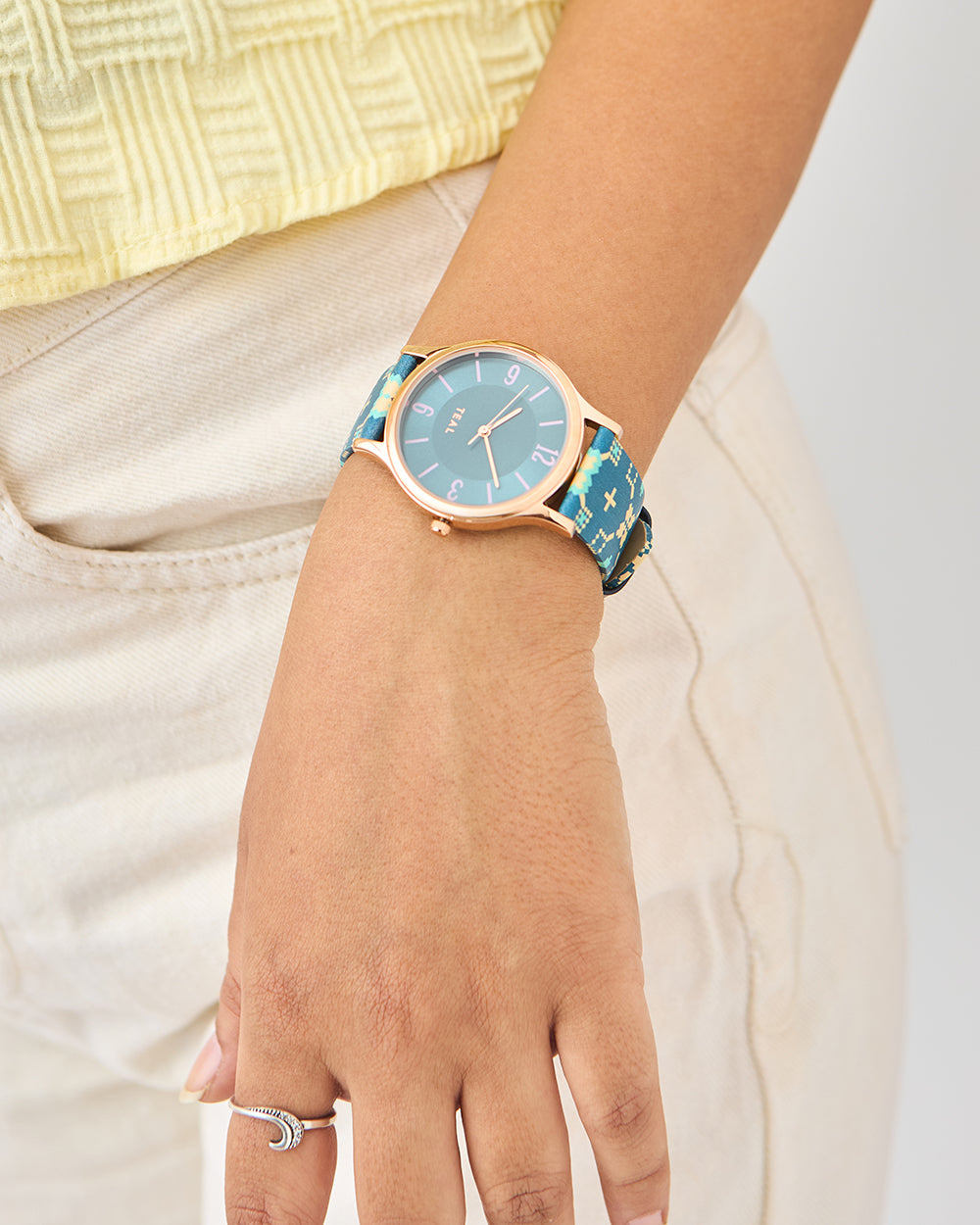 Set Chumbak Watch TEAL By Chumbak Ethnic Touch Printed Strap