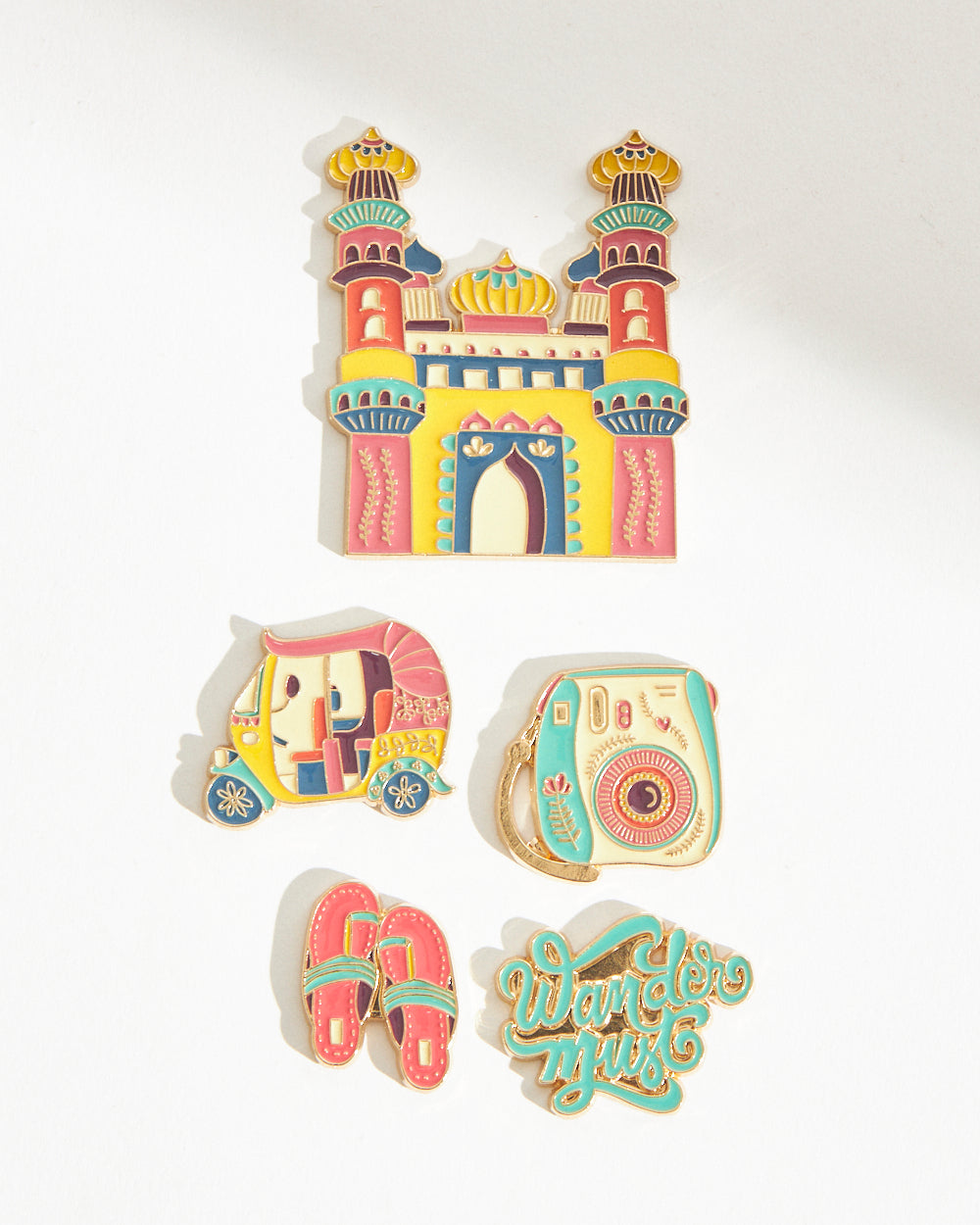 Chumbak Classic Travel India Set Enamel Fridge Magnet - Set of 5