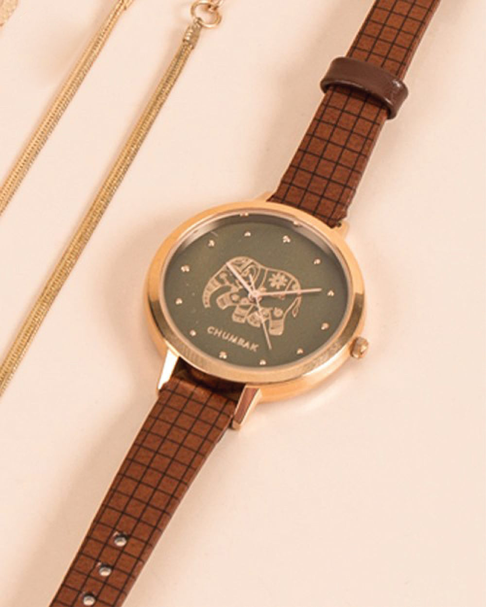Fantastical Elephant Printed Wrist Watch With Bracelet Set