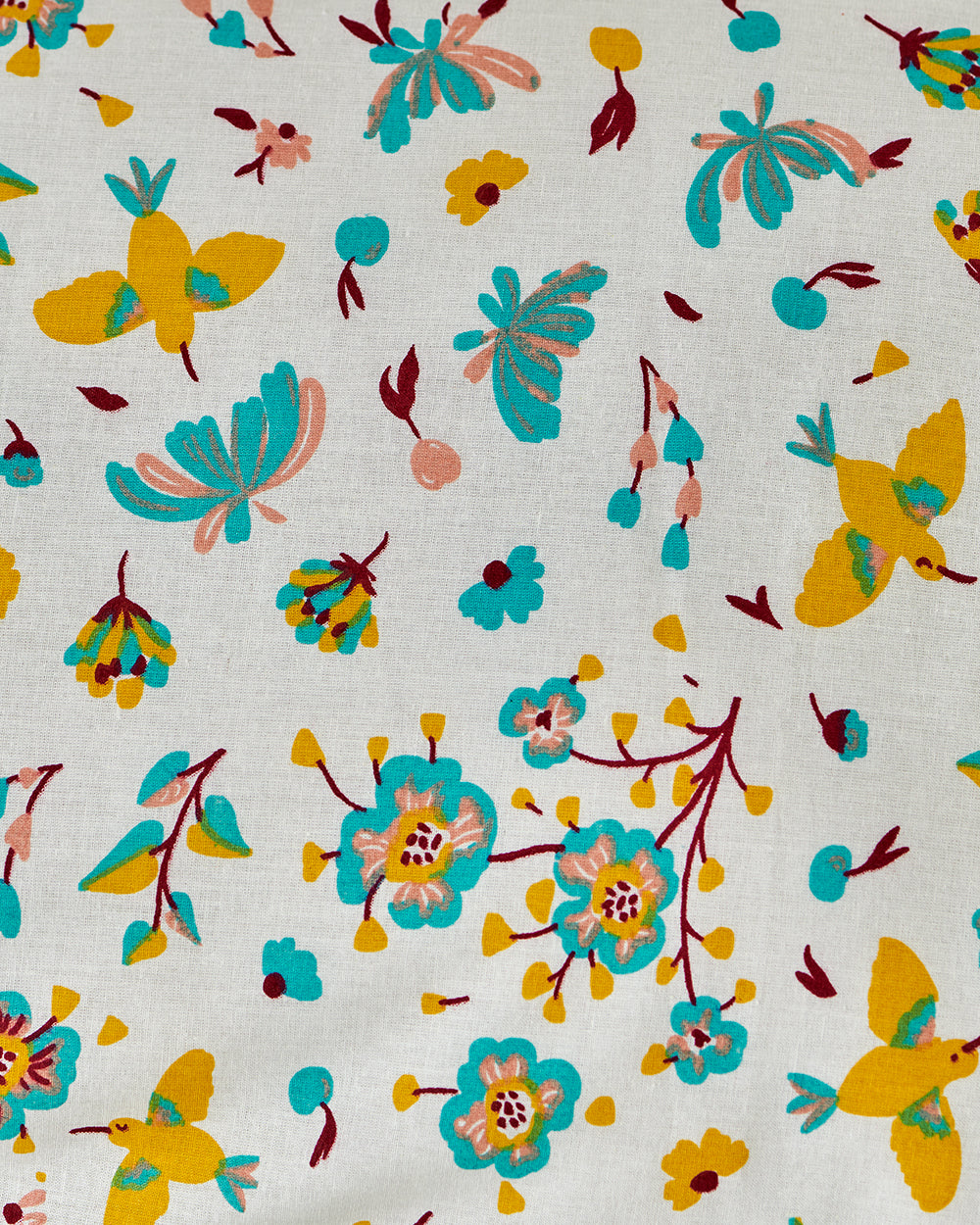 TEAL by Chumbak Arizona Hummingbird Bedsheet - Queen Size, 144TC, Blue