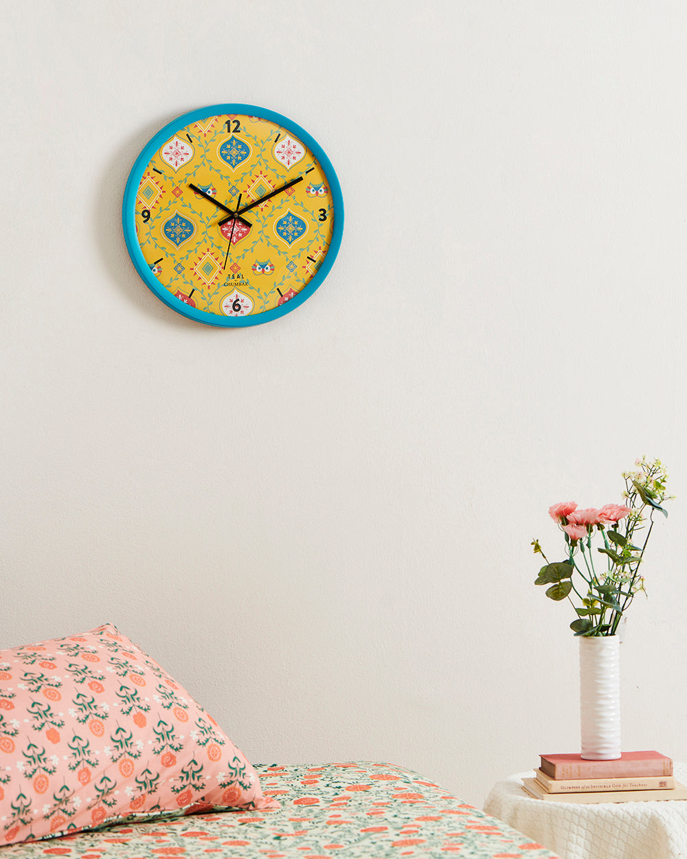 Chumbak Mughal Jaali Wall Clock - Teal Rim