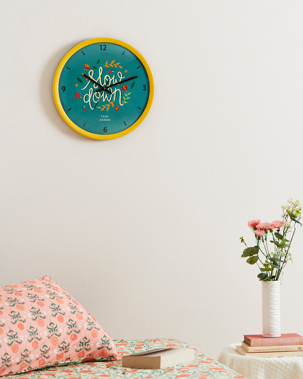 Chumbak Live Slow Wall Clock - Yellow Rim