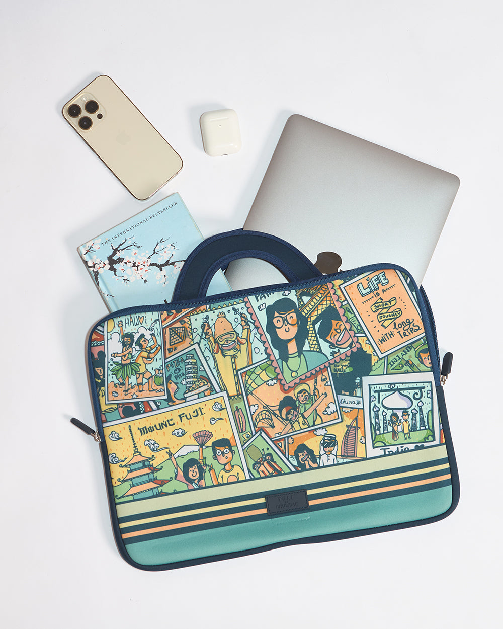 TEAL By Chumbak Around the world Laptop Sleeve - 15inch