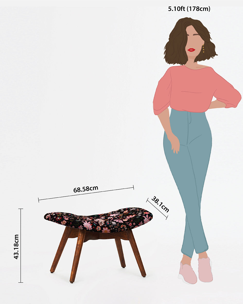 Mid Century Modern Foot Rest - Bohemian Paisley