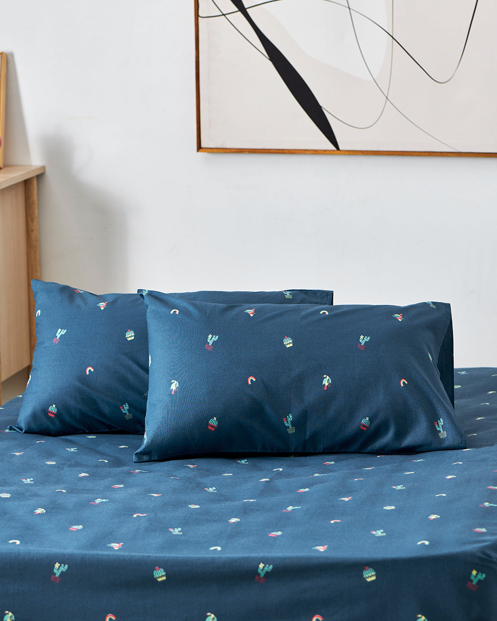 TEAL by Chumbak Sahara Desert Bedsheet - Queen size, 136TC, Dark Blue