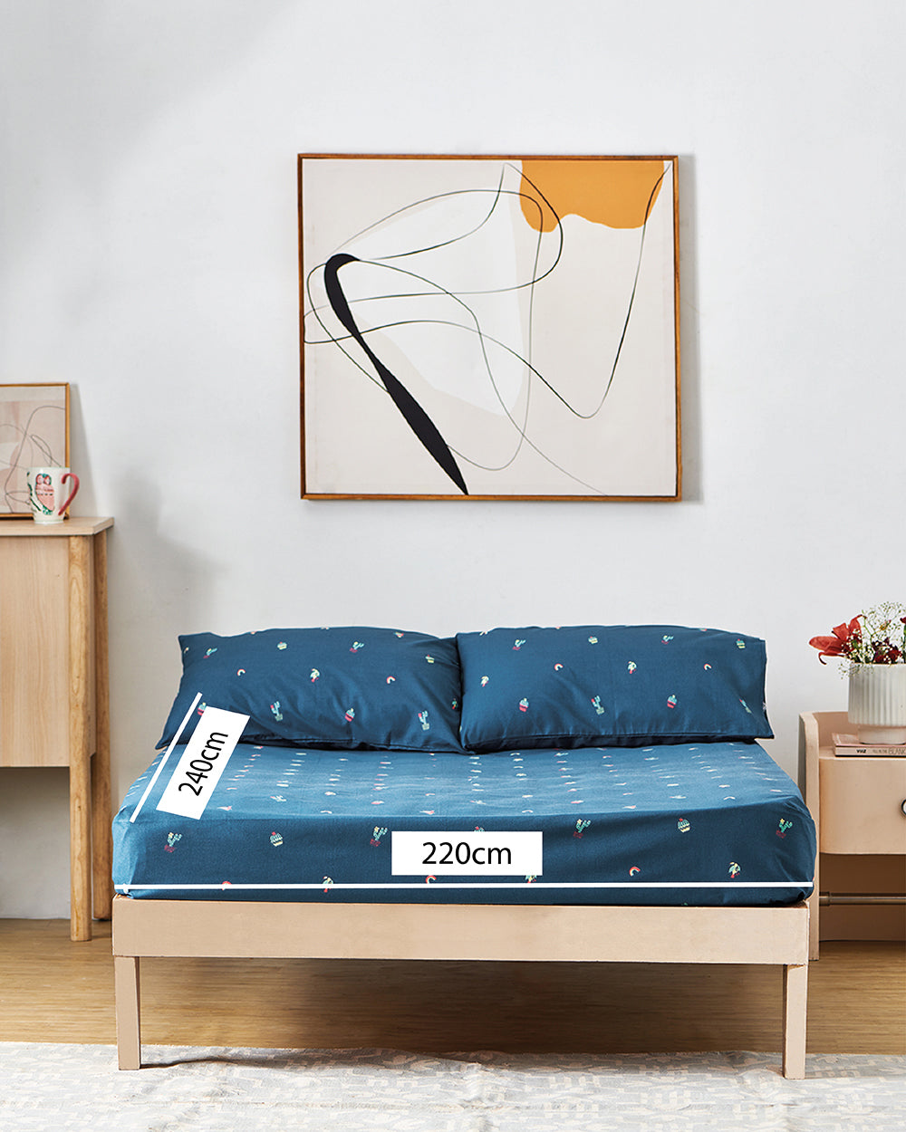 TEAL by Chumbak Sahara Desert Bedsheet - Queen size, 136TC, Dark Blue