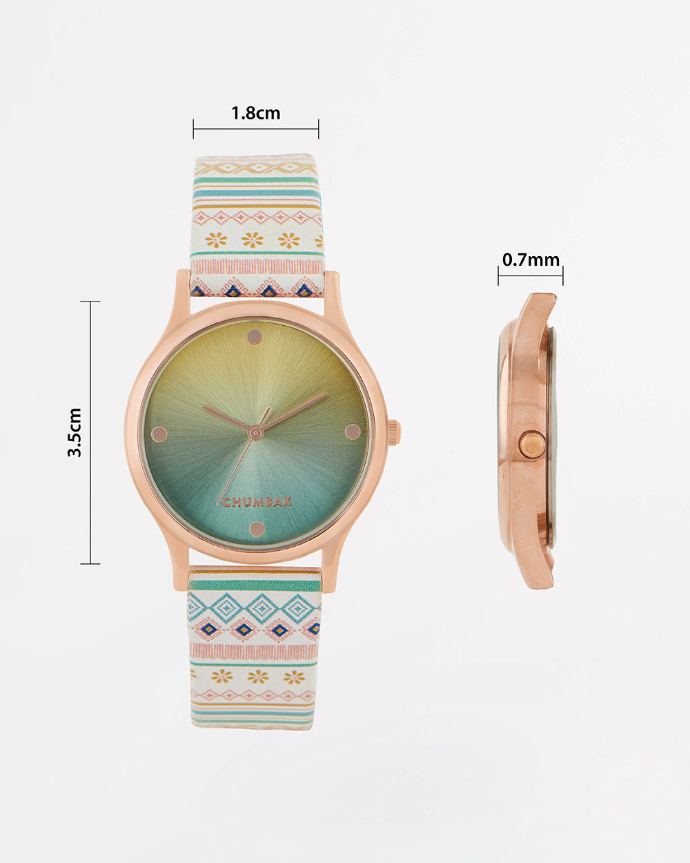 TEAL by Chumbak Ombre Aztec Watch-White