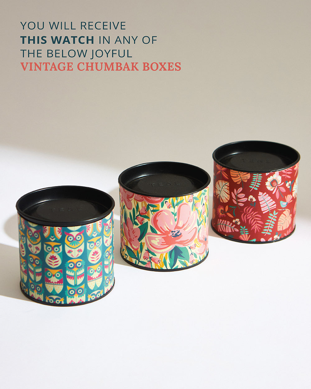 TEAL by Chumbak abstract Peacock Watch, Metal Mesh Strap