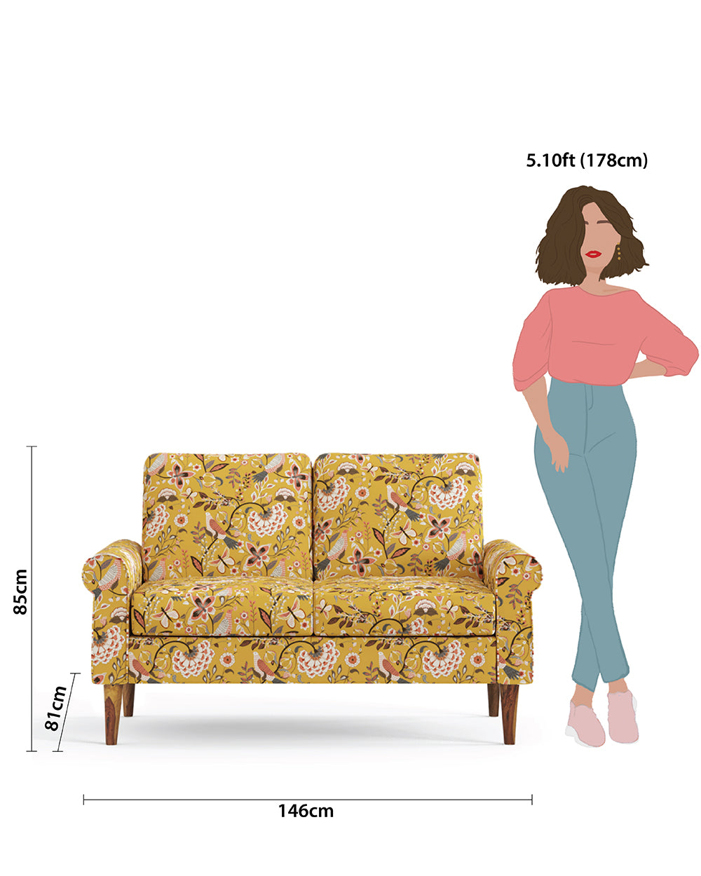 Colonial Couch 2 Seater Dragonfruit Yellow