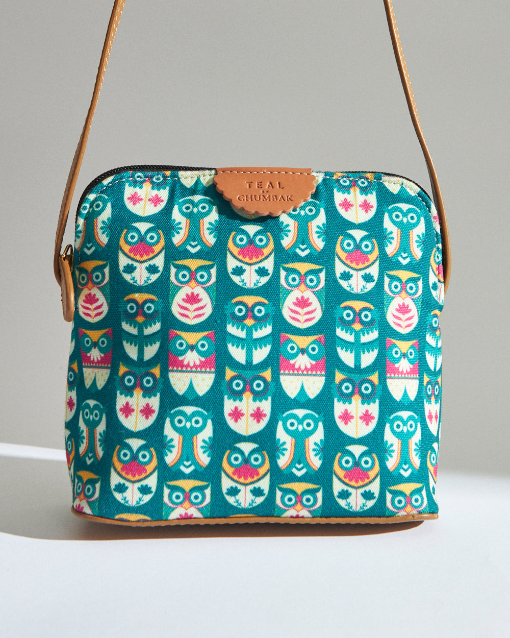 Teal By Chumbak Flower Owl Sling Bag - Teal