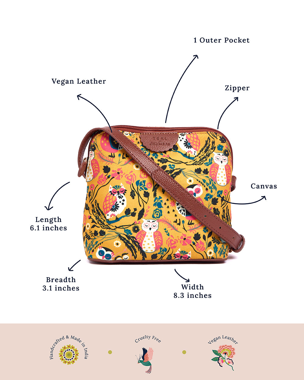 Teal By Chumbak Jungle Stories Sling Bag - Yellow