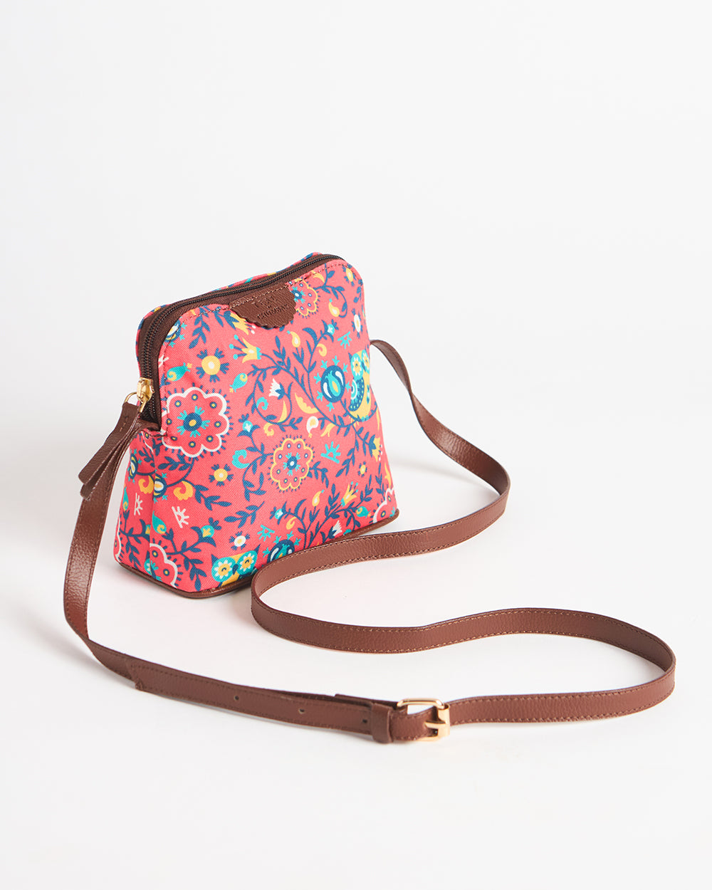 Teal By Chumbak Bukhara Blooms and Boons Sling Bag - Coral