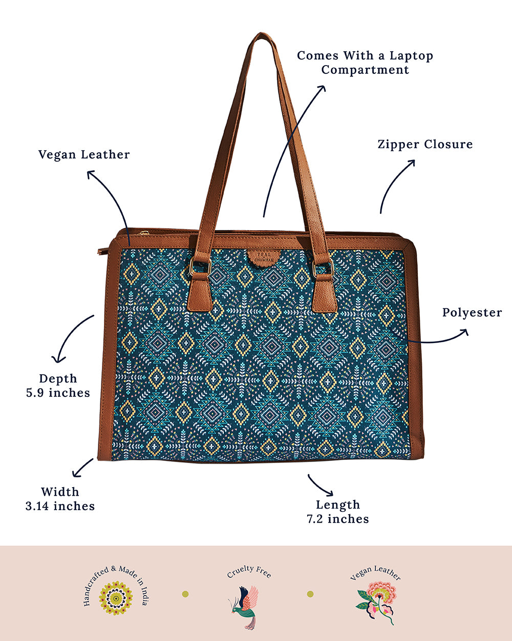 Teal by Chumbak Mexico Aztec Office Tote