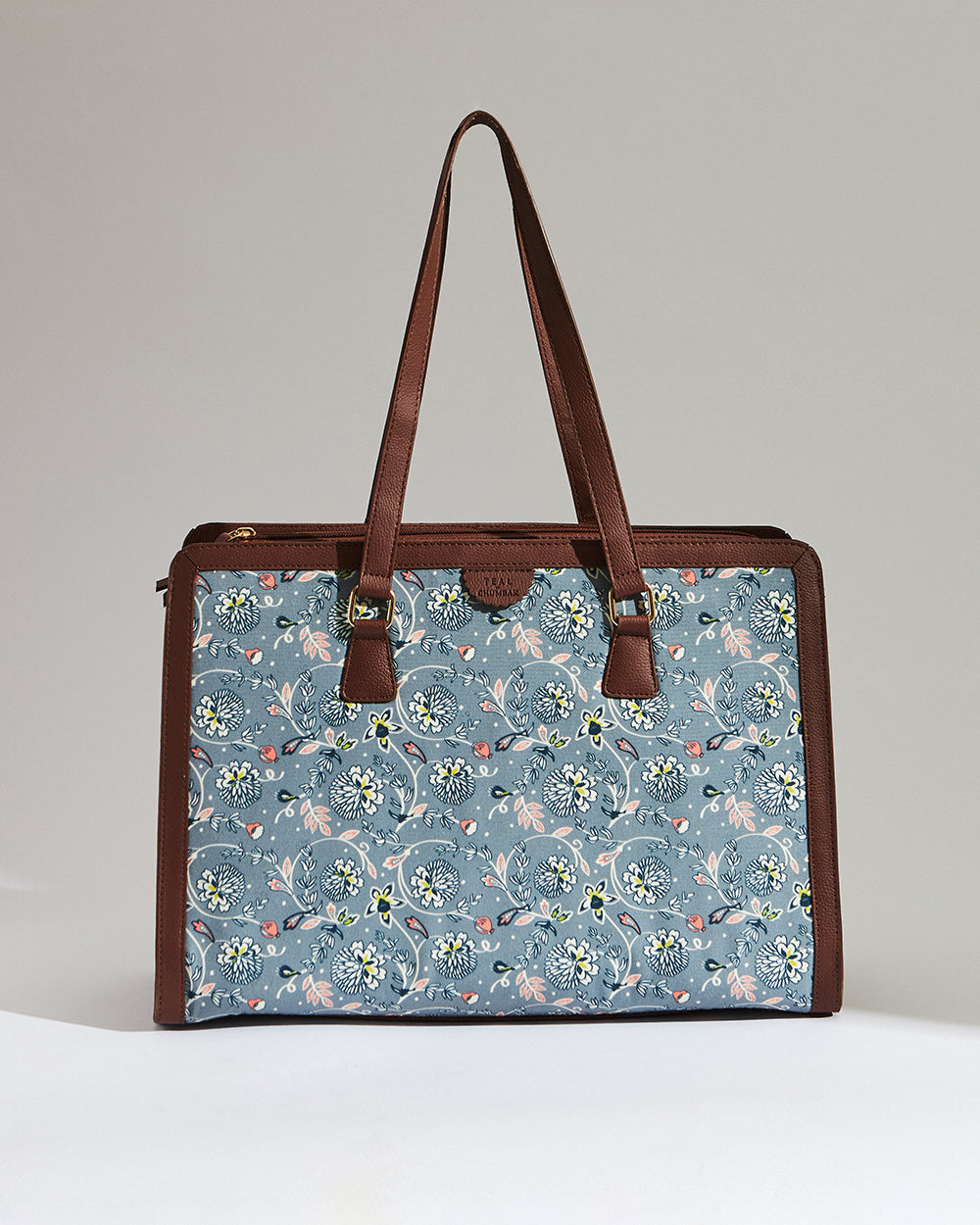 Teal by Chumbak Grey Bloom Office Tote