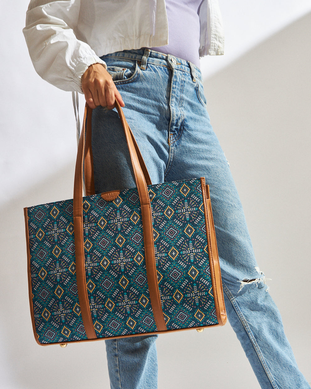Teal by Chumbak Mexico Aztec Canvas Tote