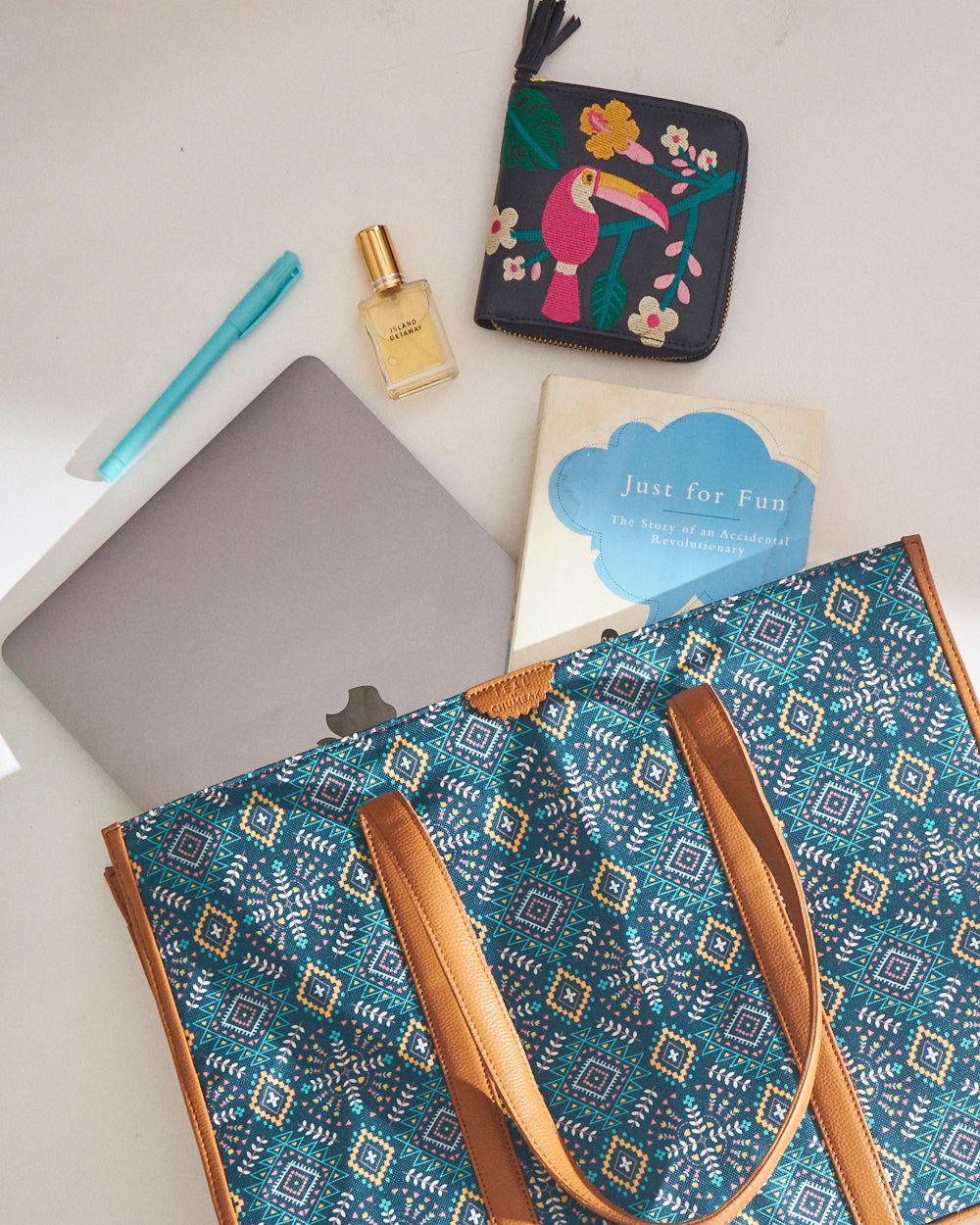 Teal by Chumbak Mexico Aztec Canvas Tote