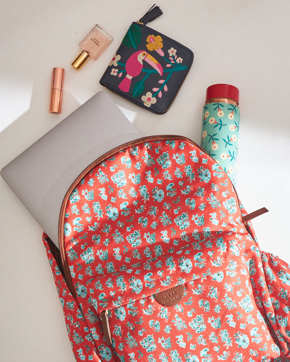 Teal by Chumbak Wildflower Laptop Backpack