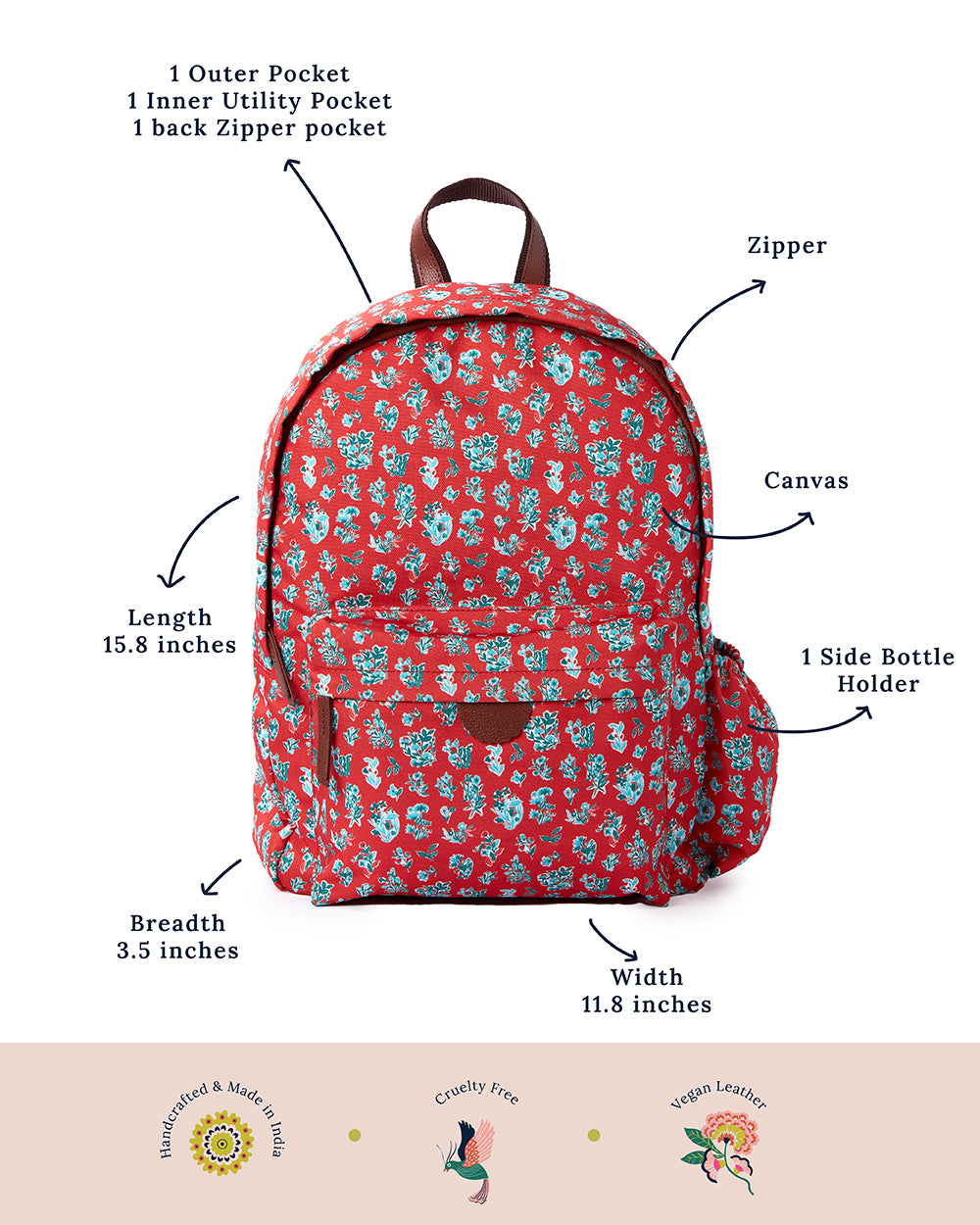 Teal by Chumbak Wildflower Laptop Backpack