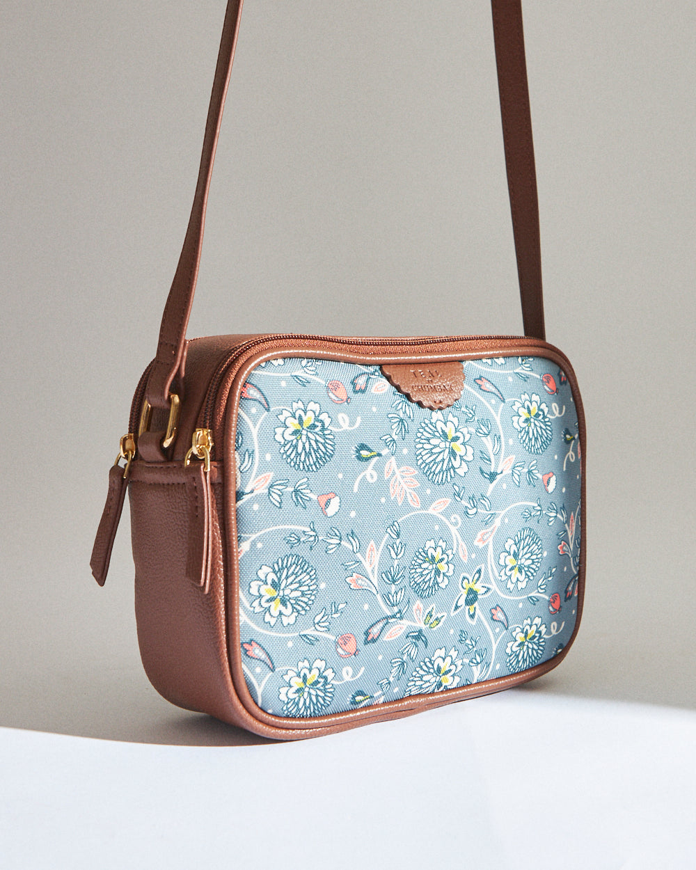 Teal by Chumbak Grey Bloom Box Sling Bag