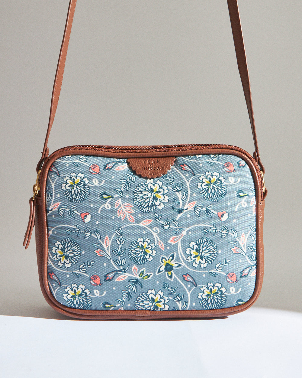 Teal by Chumbak Grey Bloom Box Sling Bag