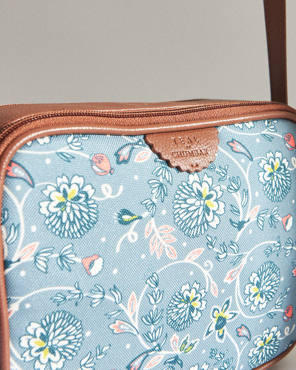 Teal by Chumbak Grey Bloom Box Sling Bag