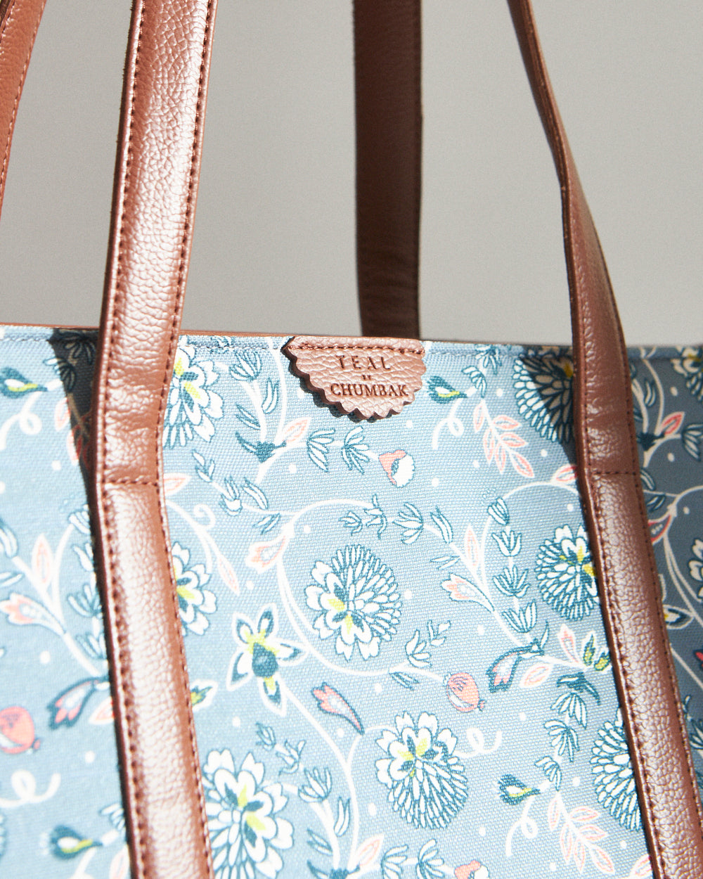 Teal by Chumbak Grey Bloom Canvas Tote