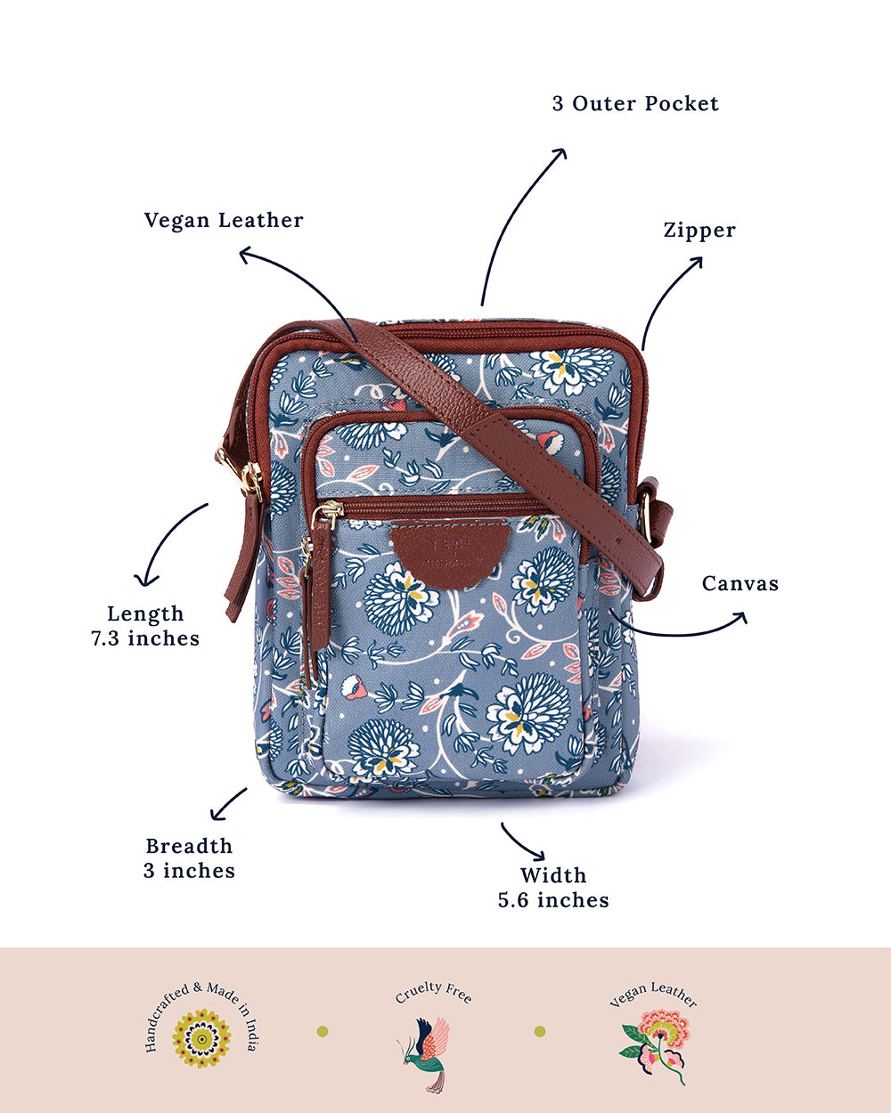 Teal by Chumbak Grey Bloom Wallet Sling Bag