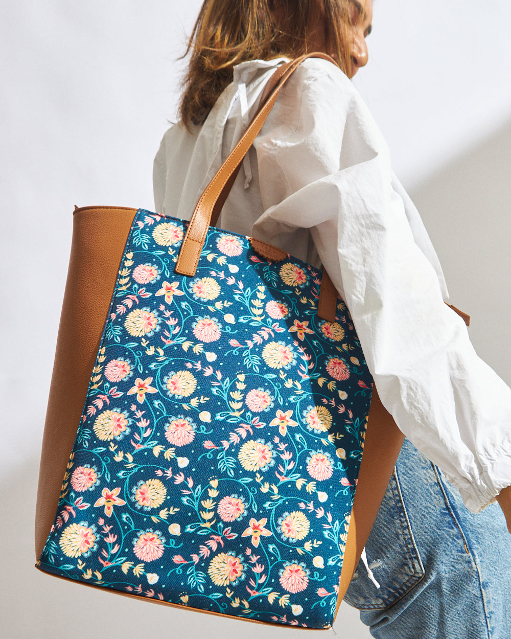 Teal by Chumbak Blue Bloom Shopper Tote