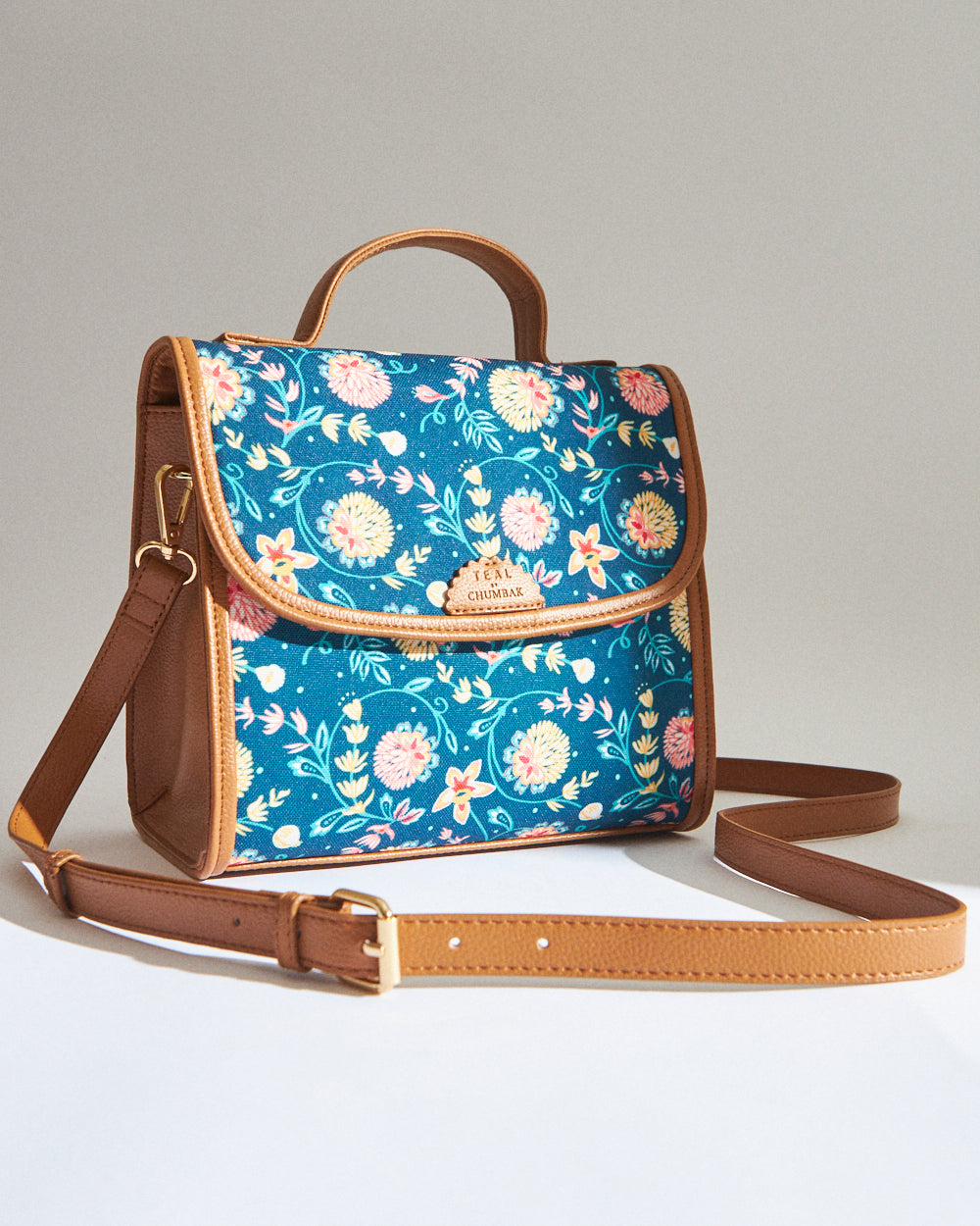 Teal by Chumbak Blue Bloom Crossbody Bag