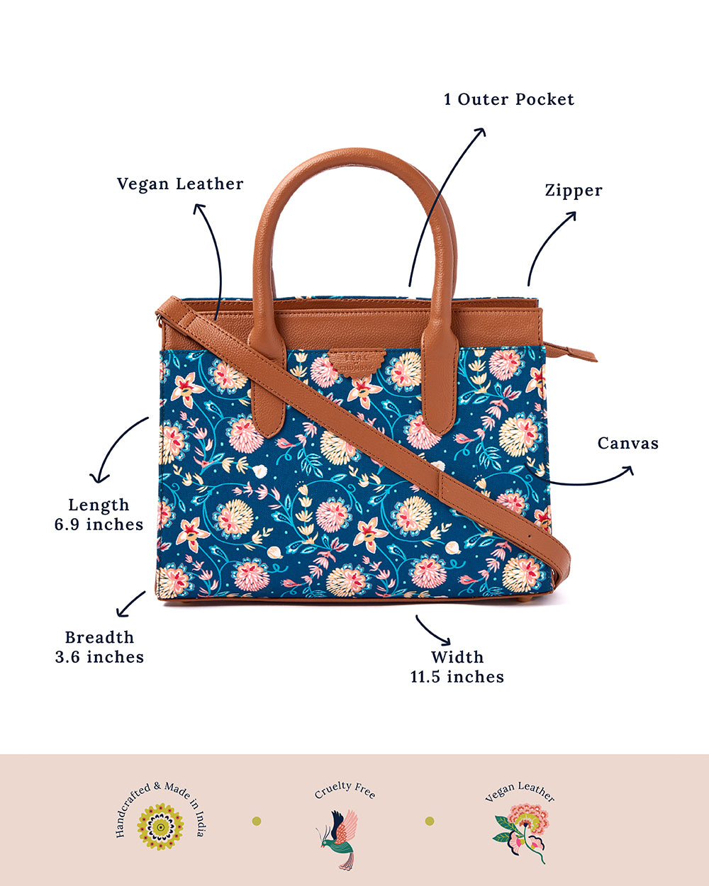 Teal by Chumbak Blue Bloom Hand Bag