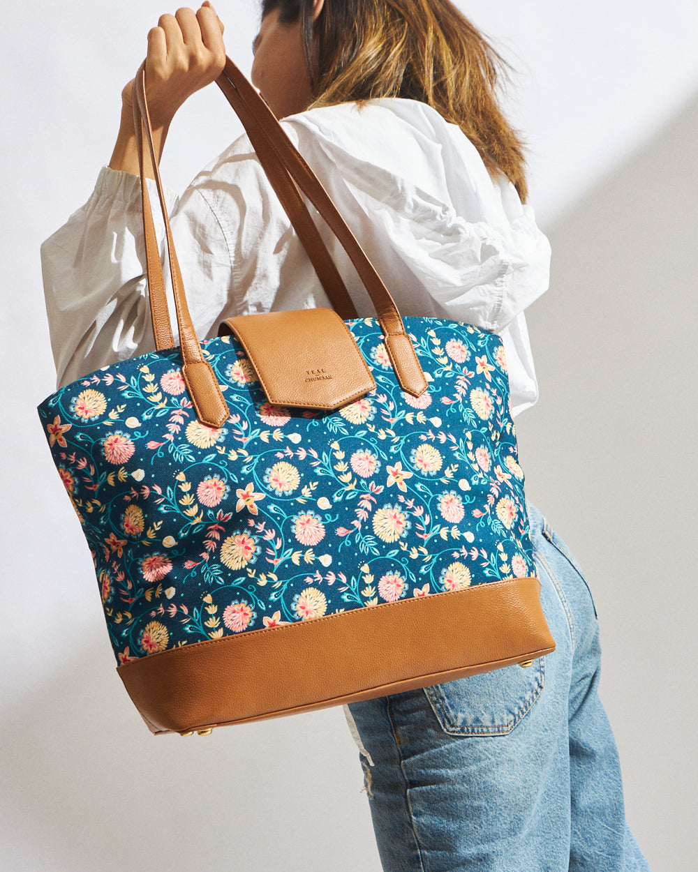 Teal by Chumbak Blue Bloom Work Tote