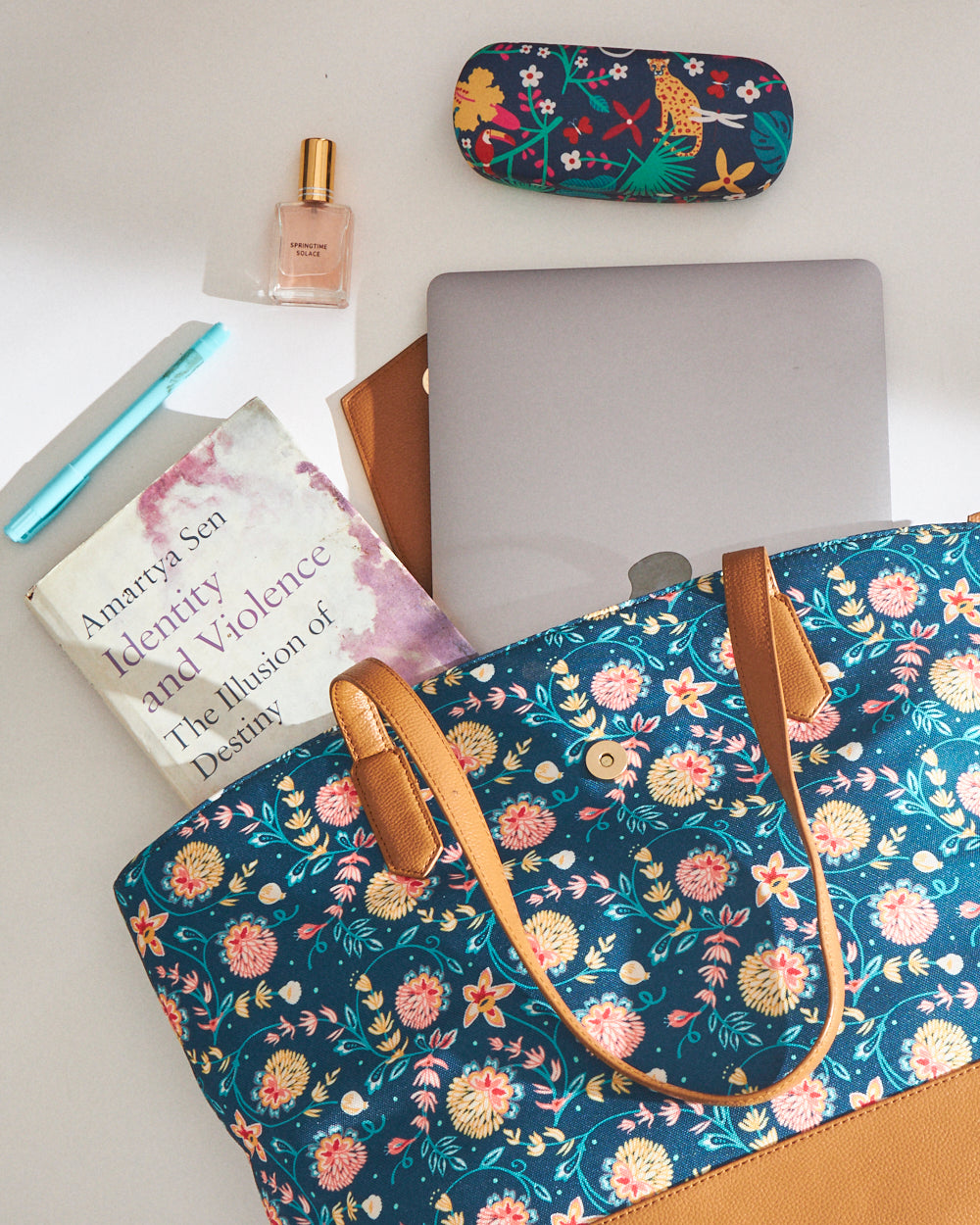 Teal by Chumbak Blue Bloom Work Tote