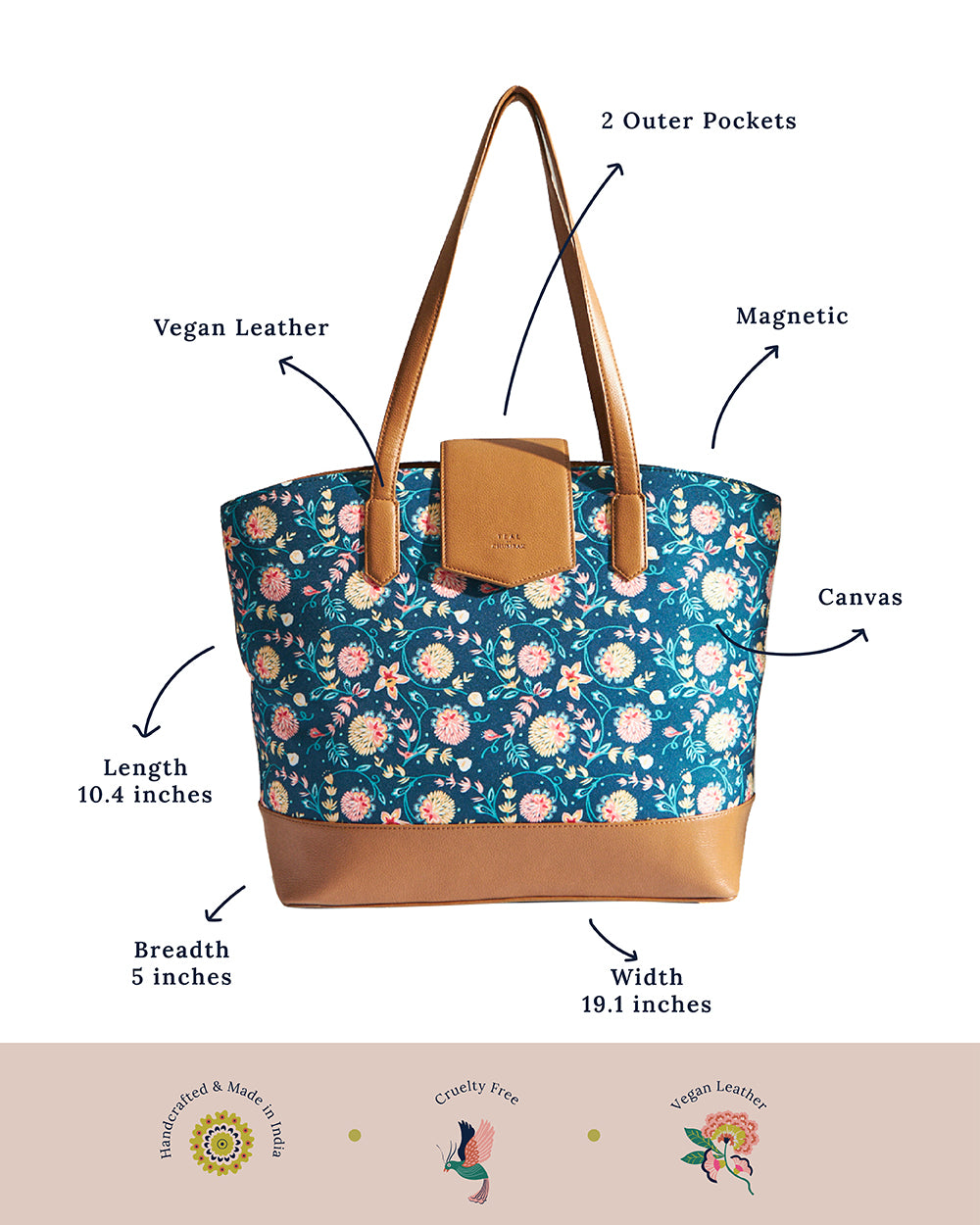Teal by Chumbak Blue Bloom Work Tote
