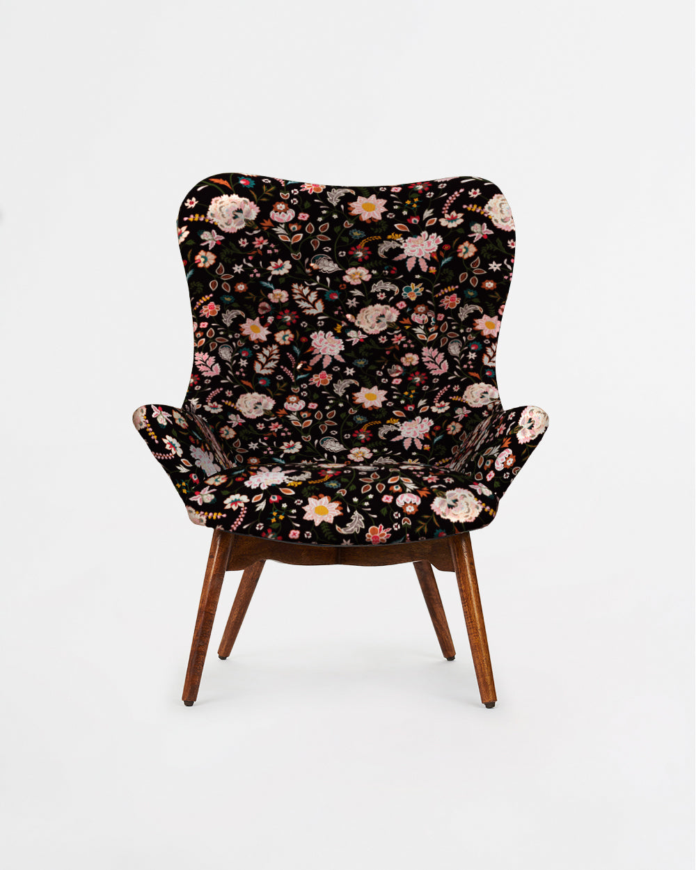 Mid Century Modern Wing Chair-Bohemian Paisley