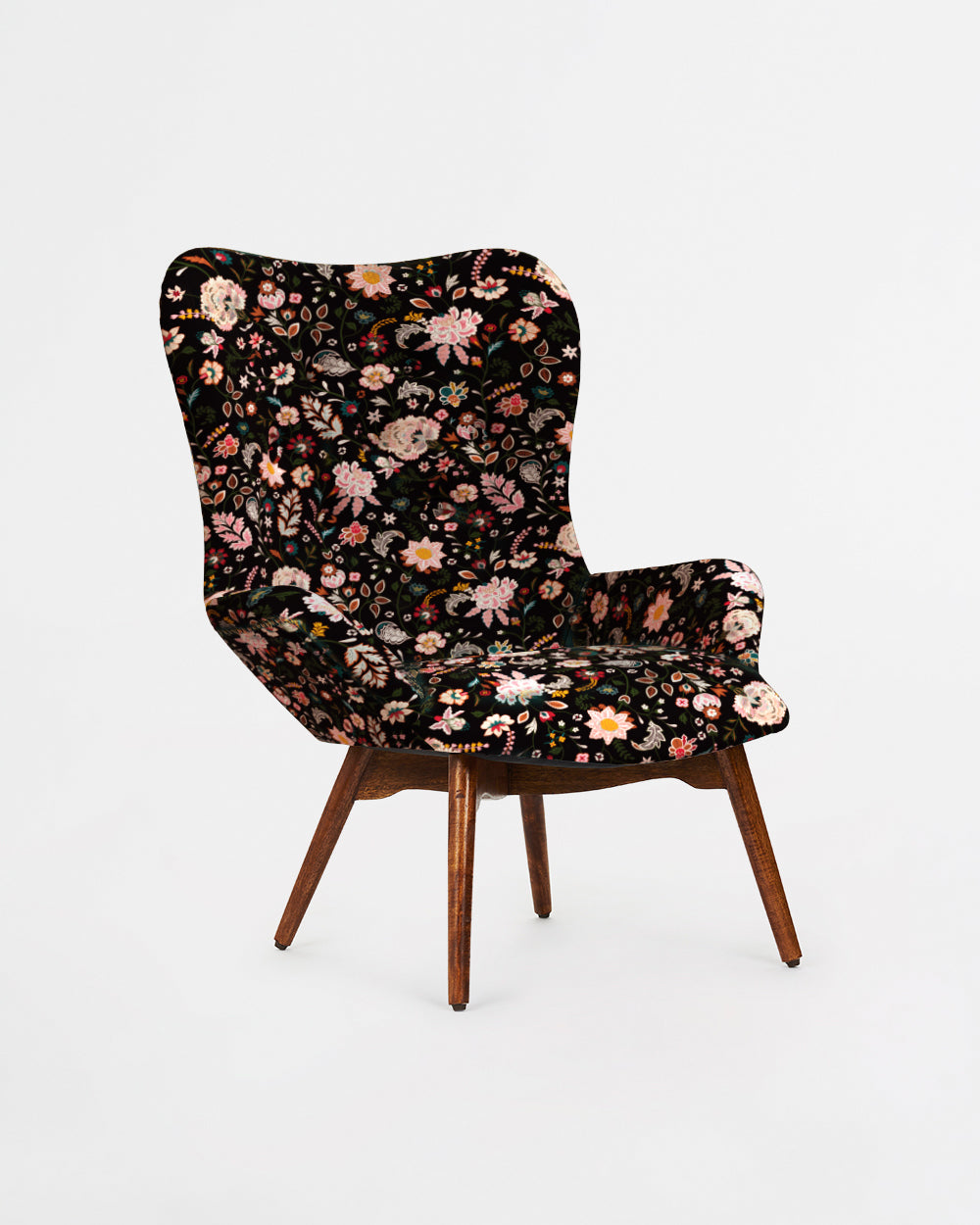 Mid Century Modern Wing Chair-Bohemian Paisley