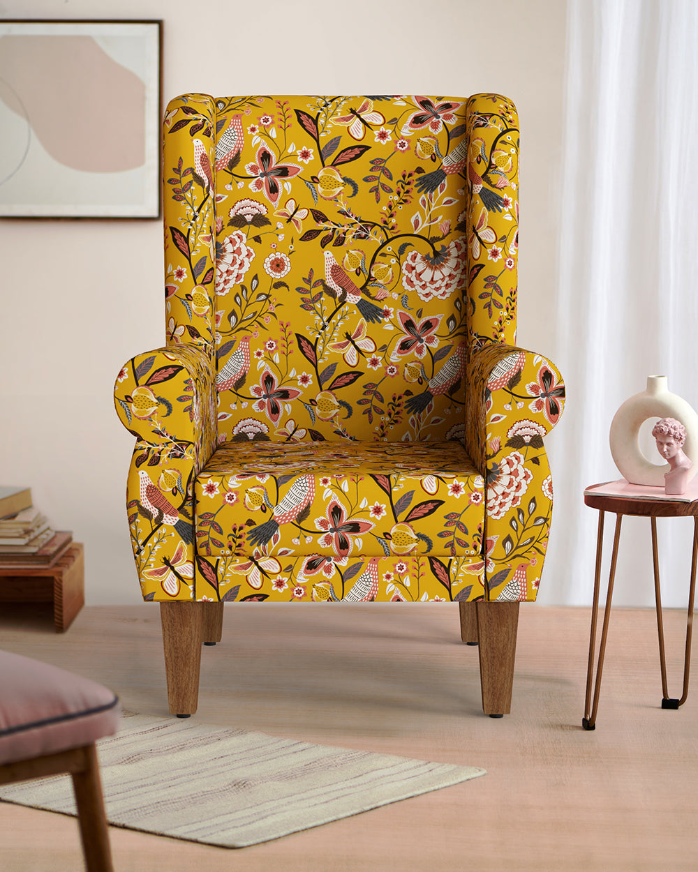 Begum Wing Chair- Yellow Dragon Fruit