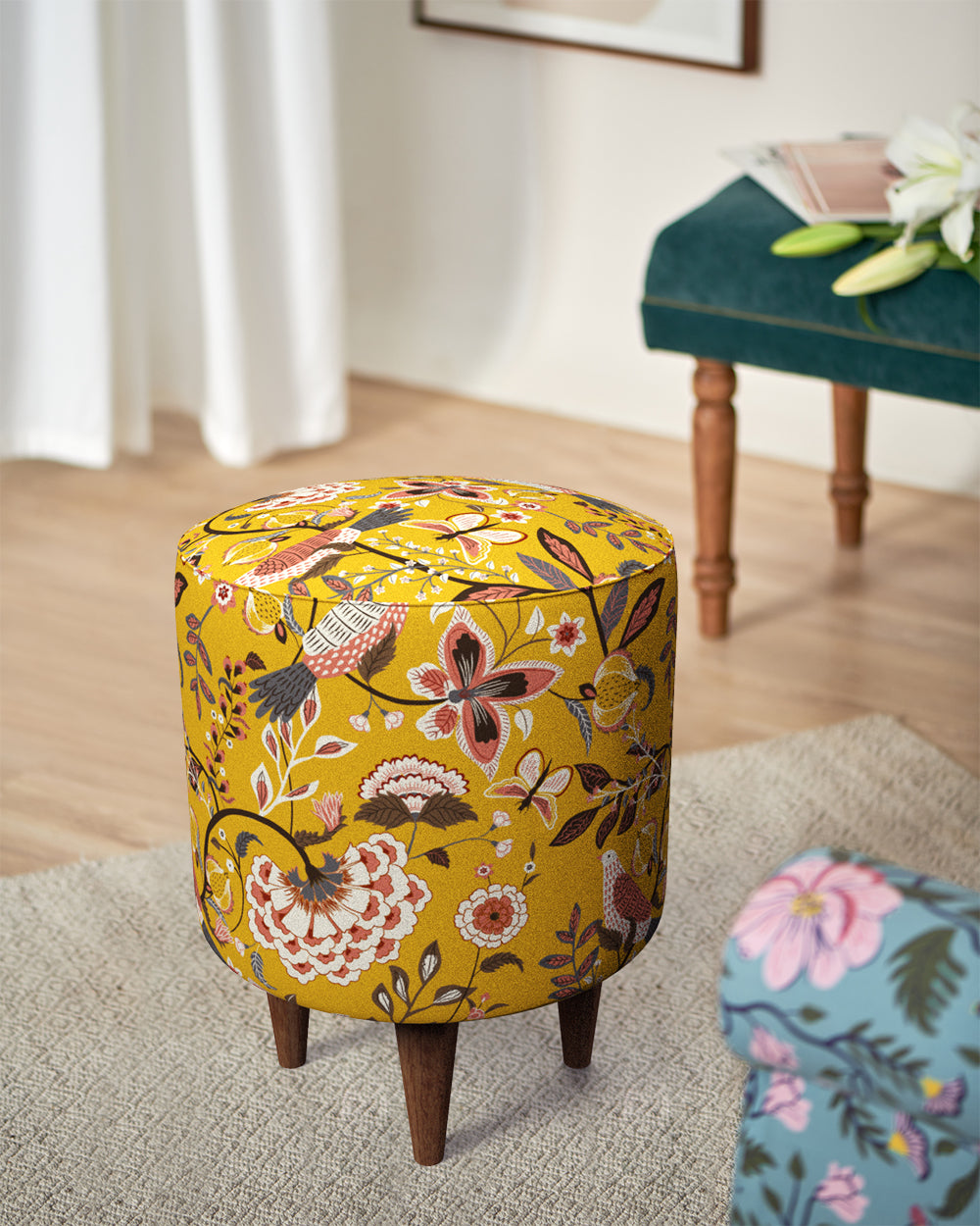 French Pouffe  - Dragon Fruit