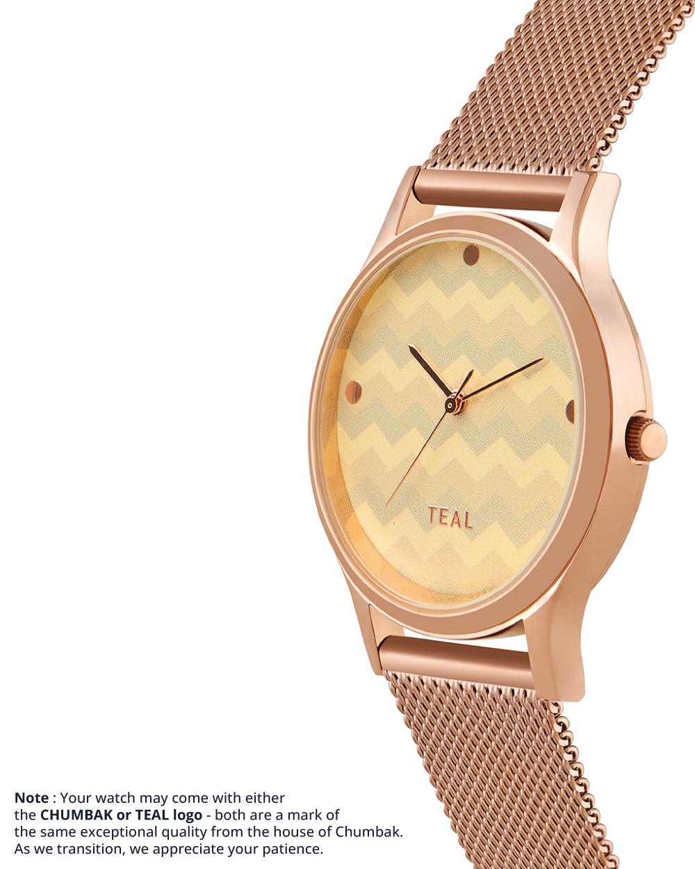 Teal by Chumbak Chevron Watch,Stainless Steel Mesh Strap