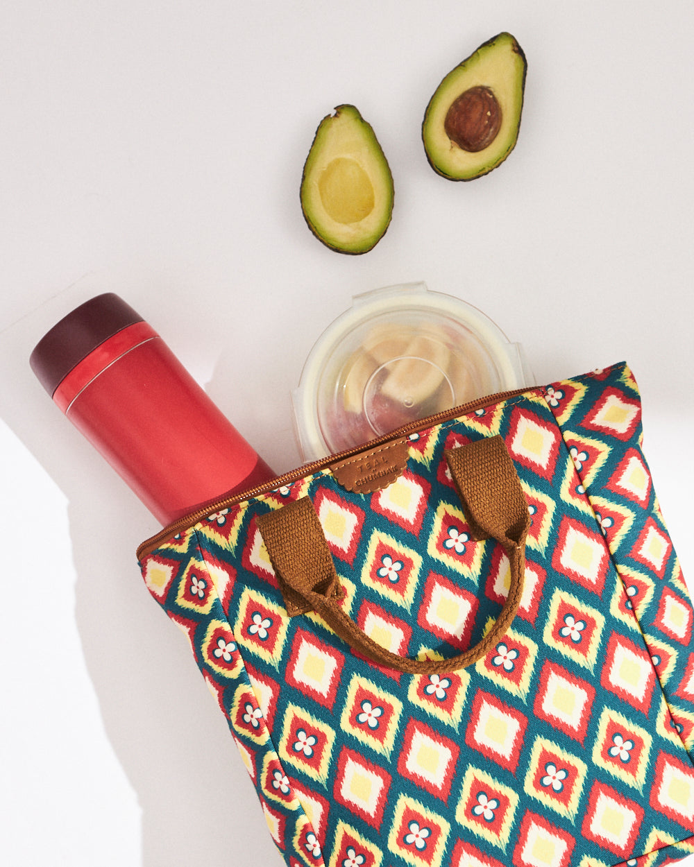 Teal By Chumbak Ikkat Glow Lunch Bag - Large