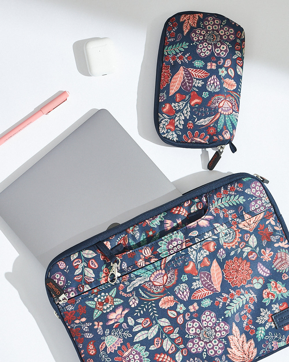 Batik Bloom Laptop Sleeve, Navy - 15inch