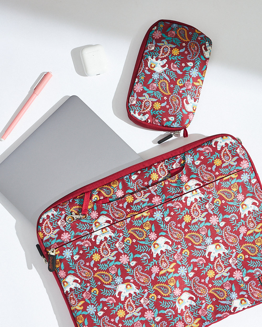 13.5 inch India Boho Laptop Sleeve, Red