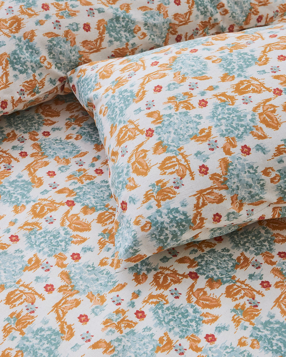 TEAL by Chumbak Pixel Florals Bedsheet, Teal - Queen size, 104 TC