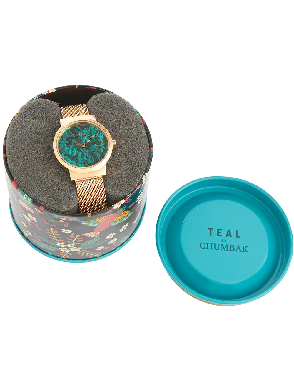 Teal by Chumbak Jaded Watch | Metal Mesh Strap - Rose Gold