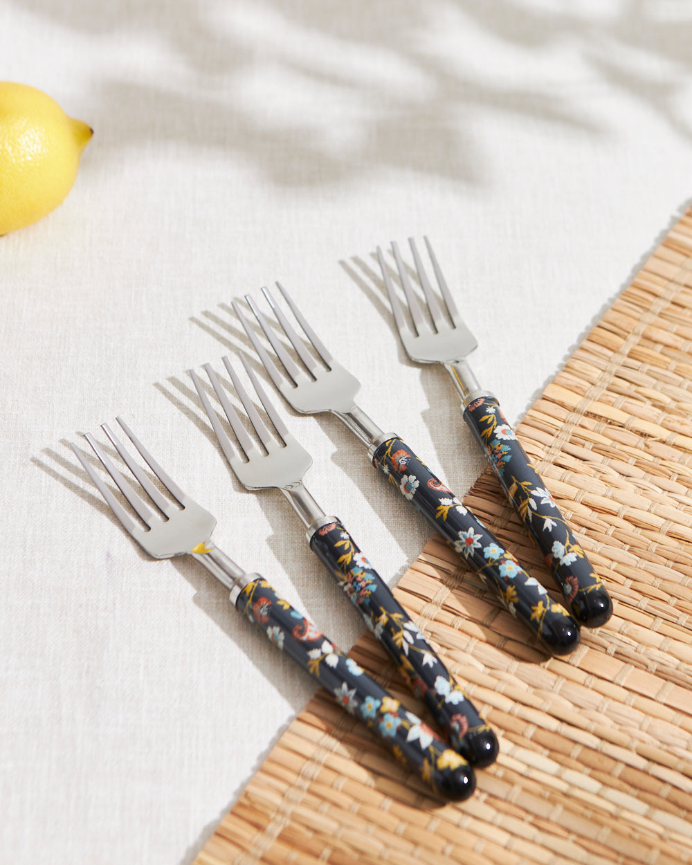 Pixel Paisley Meal Fork  Black ( Set of 4)